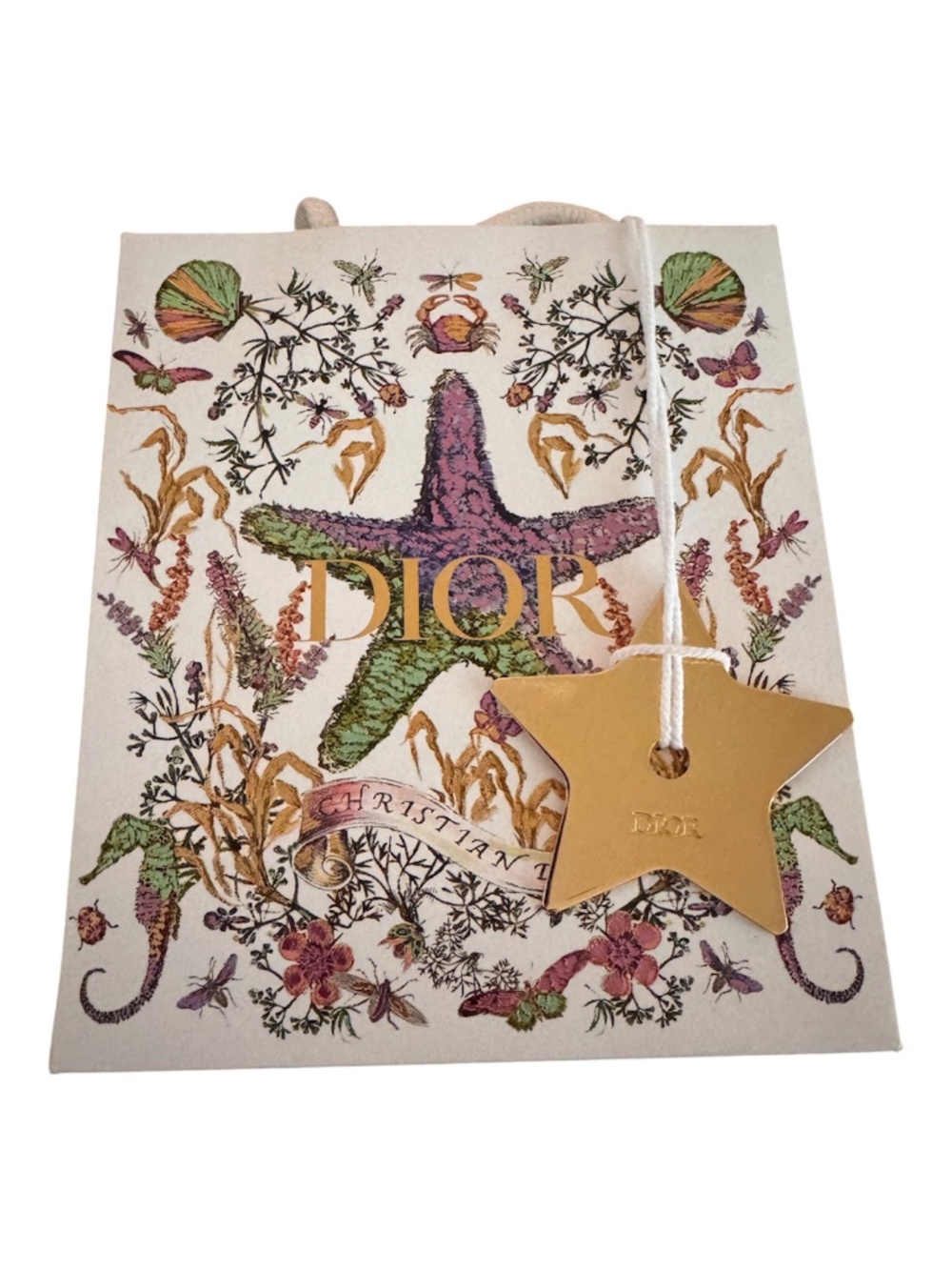 Christian Dior Limited Edition Mini Starfish Coral Gift Bag with Gold Charm